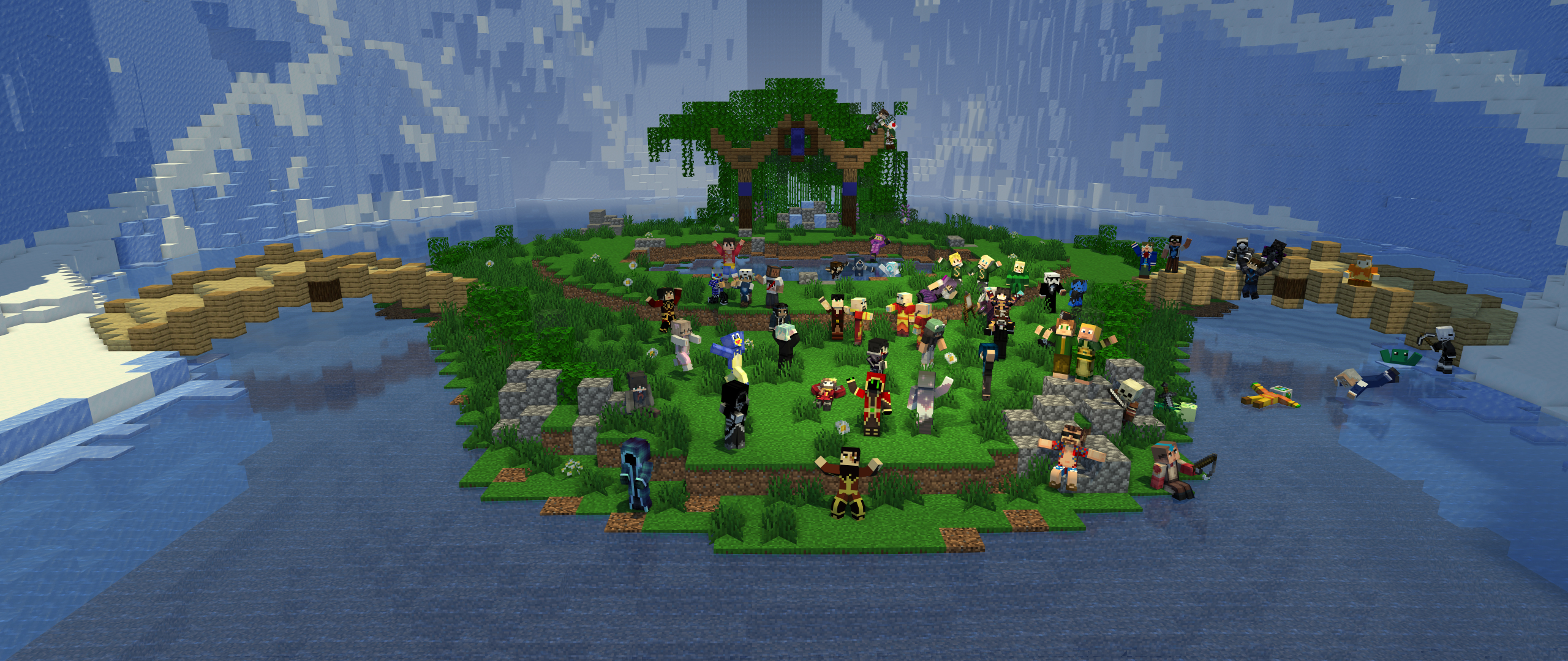 Render of the AvatarMC staff posing at the Spirit Oasis, made by CaesarSW4R